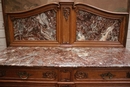 Louis XV style Server in oak and marble, Belgium 19th century