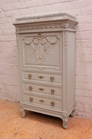 Paint Louis XVI secretary desk with marble top