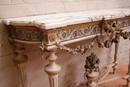 Louis XVI style Wall console in paint wood plaster marble, France 19th century