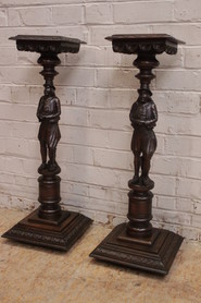 Pair breton figural pedestals