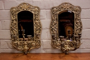 Pair bronze wall sconses