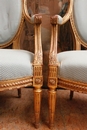 Louis XVI style Arm chairs in gilt wood, France 19th century
