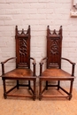 Gothic style Arm chairs in Walnut, France 19th century