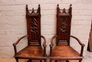Gothic style Arm chairs in Walnut, France 19th century