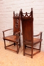 Gothic style Arm chairs in Walnut, France 19th century