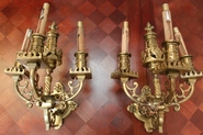 Pair gothic bronze wall sconses