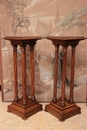 Henri II gothic style Pedestals in Walnut, France 19th century