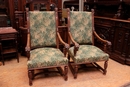 Renaissance style Arm chairs in Walnut, France 19th century