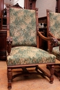 Renaissance style Arm chairs in Walnut, France 19th century