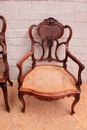 Louis XV style Arm chairs in Walnut, France 19th century