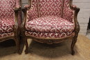 Louis XV style Bergeres in Walnut, France 19th century