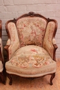Louis XV style Bergeres in Walnut, France 19th century