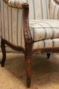 Louis XV style Bergeres in Walnut, France 19th century