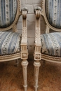 Louis XVI style arm chairs in paint wood, France 1900