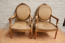 Louis XVI style arm chairs in gilt wood, France 19th century