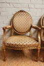 Louis XVI style arm chairs in gilt wood, France 19th century