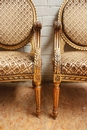 Louis XVI style arm chairs in gilt wood, France 19th century