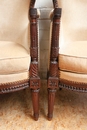 Louis XVI style bergeres in mahogany, France 19th century