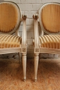 Louis XVI style arm chairs in paint wood, France 1920