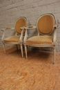Louis XVI style arm chairs in paint wood, France 1920