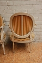 Louis XVI style arm chairs in paint wood, France 1920
