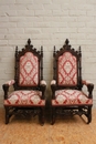 Gothic style arm chairs in Oak, France 19th century