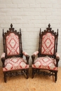 Gothic style arm chairs in Oak, France 19th century