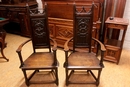 Gothic style Arm chairs in Oak, France 19th century