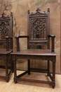 Gothic style Arm chairs in Oak, France 19th century