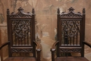 Gothic style Arm chairs in Oak, France 19th century