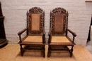 Pair oak hunt arm chairs