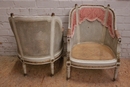 Louis XVI style Arm chairs in paint wood, France 1900