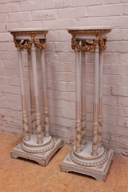 Pair paint Louis XVI Pedestals with marble top