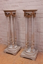 Louis XVI style Pedestals in paint gilt wood and marble, France 19th century