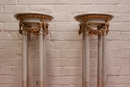 Louis XVI style Pedestals in paint gilt wood and marble, France 19th century