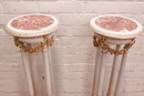 Louis XVI style Pedestals in paint gilt wood and marble, France 19th century