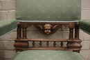 Renaissance style Arm chairs in Walnut, France 19th century