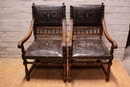 Renaissance style Arm chairs in Walnut, France 19th century