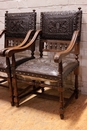 Renaissance style Arm chairs in Walnut, France 19th century