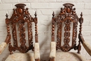 Renaissance style arm chairs in Walnut, France 19th century