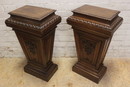 Renaissance style Pedestals in Walnut, France 19th century