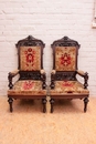 Renaissance style Arm chairs in Walnut, France 19th century