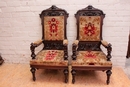 Renaissance style Arm chairs in Walnut, France 19th century