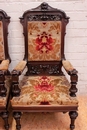 Renaissance style Arm chairs in Walnut, France 19th century