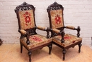 Renaissance style Arm chairs in Walnut, France 19th century