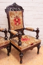 Renaissance style Arm chairs in Walnut, France 19th century