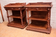 Pair renaissance style servers in oak