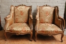Louis XV style Bergeres in Walnut, France 19th century