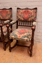 Henri II style Arm chairs in Walnut, France 19th century