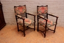 Henri II style Arm chairs in Walnut, France 19th century